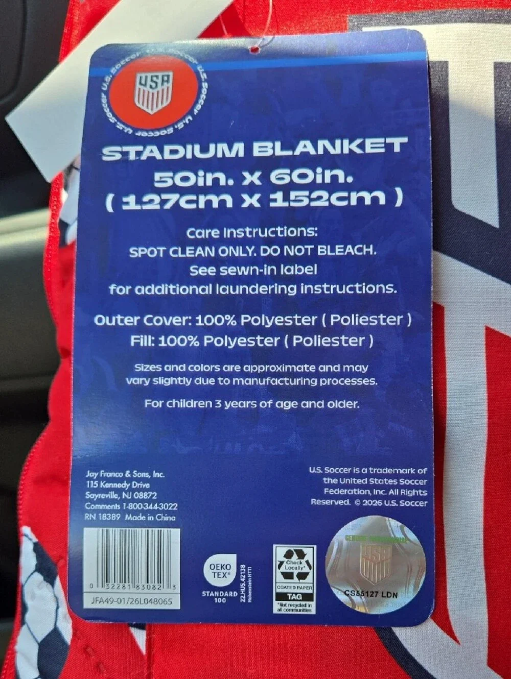 Team USA 🇺🇲 Red Soccer Stadium Blanket Tote - Men's Bag